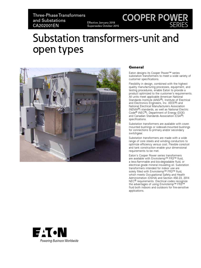 Substation Transformers Unit and Open Types Ca202001en | PDF ...