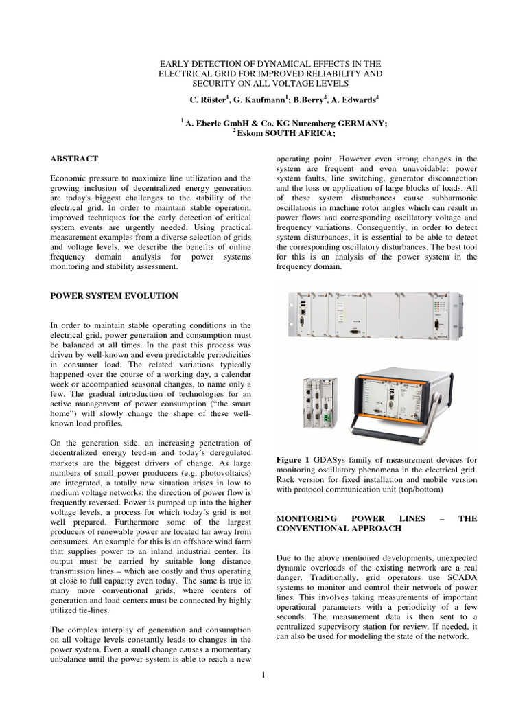 1.3 Early Detection of Dynamic Effects | PDF | Electrical Grid ...