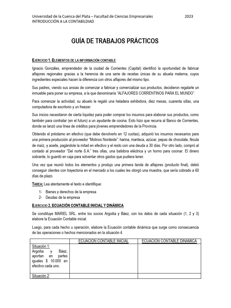 Ejercicios practicos 1 a 5 INTRODUCCION A LA CONTABILIDAD | PDF ...