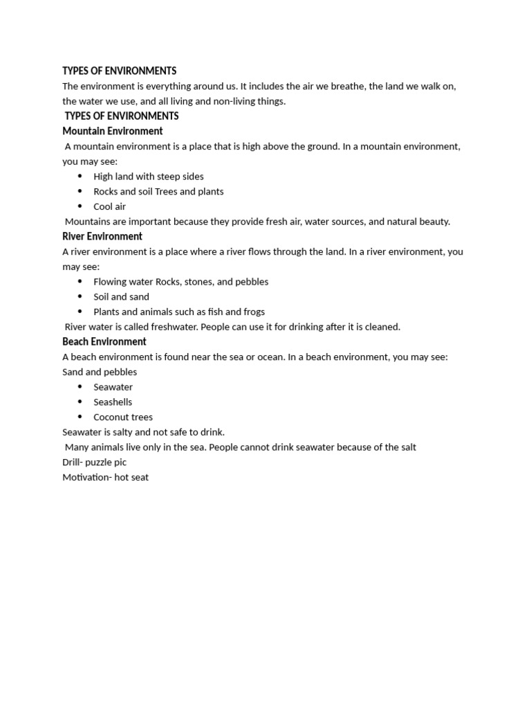 Types of Environments | PDF