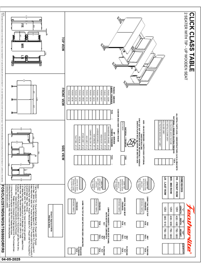 Click Class Table - 2 Seater With Tip - Up Wooden Seat - Order Form ...