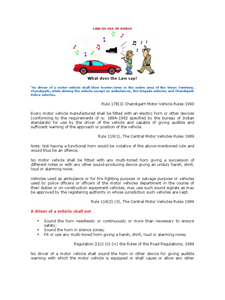 LAW ON USE OF HORNS Noise Decibel