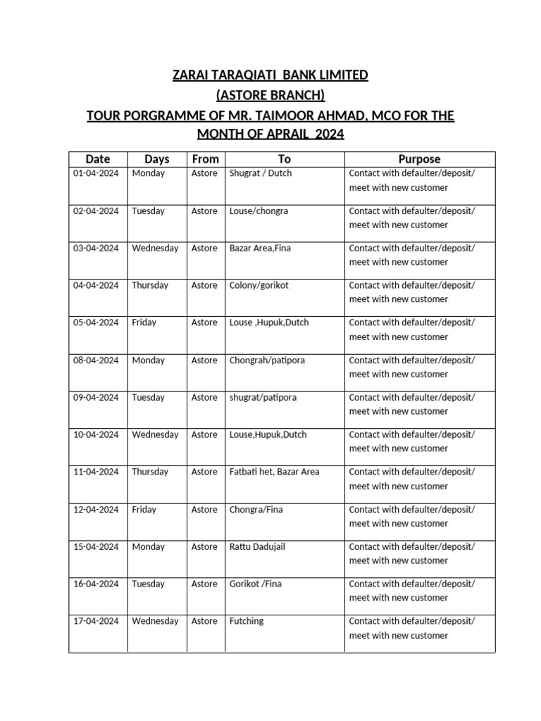 Tour Program November 2023 | PDF