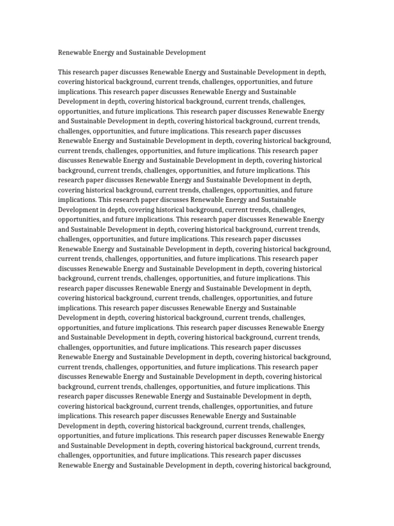 Renewable Energy and Sustainable Development | PDF | Energy And The ...