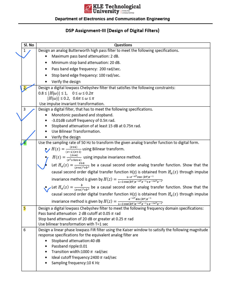 DSP Assignment III | PDF