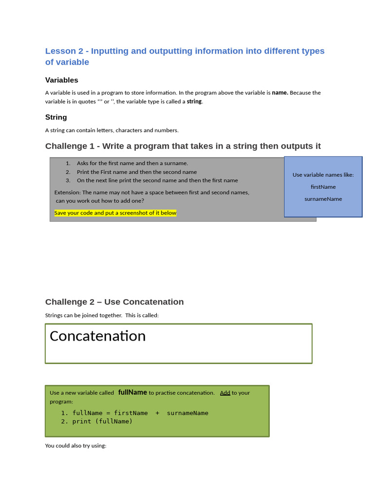 Lesson 2 - Inputting and Outputting Information in Different Formats | PDF