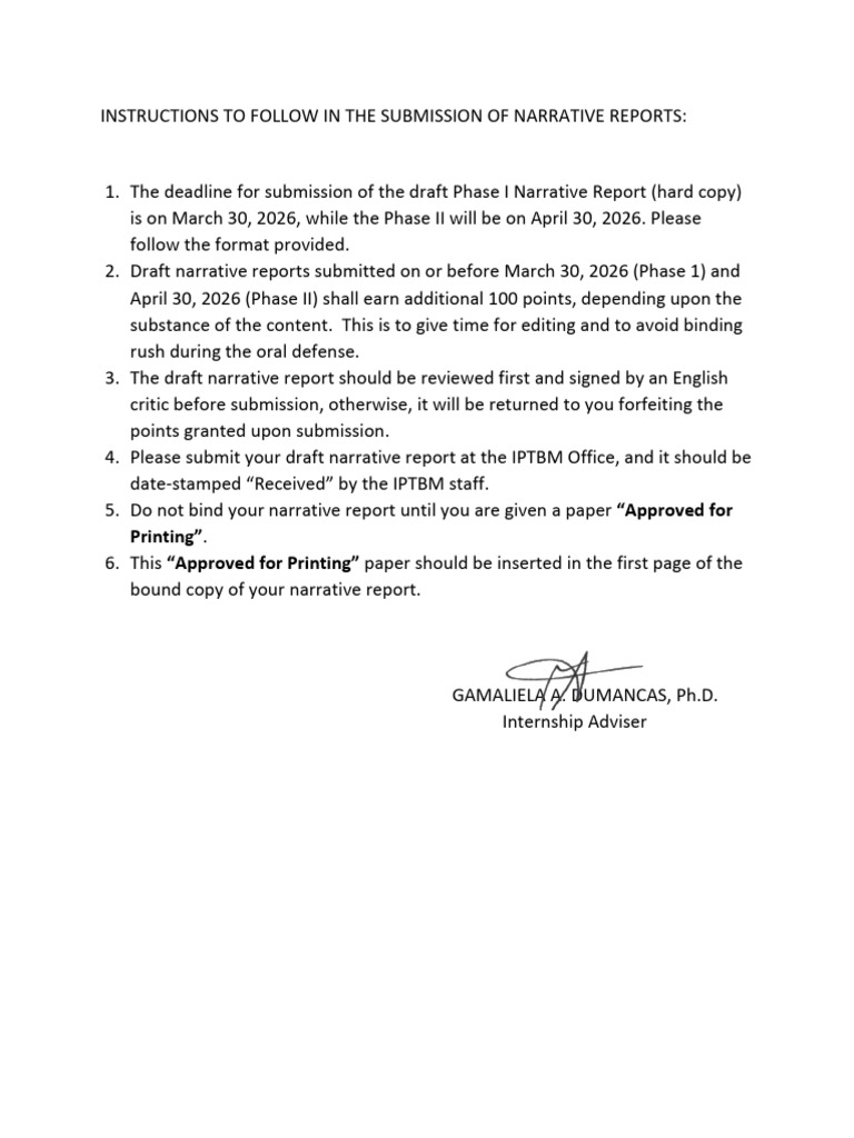 Instructions for Narrative Report | PDF