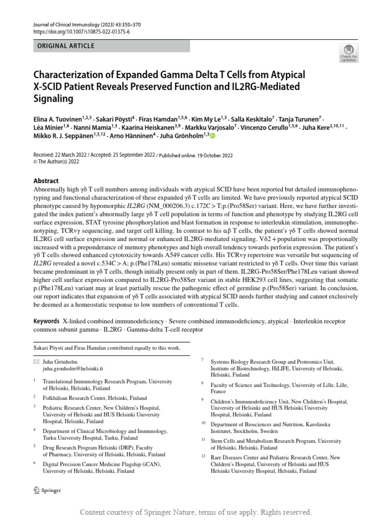 Characterization of Expanded Gamma Delta T Cells f | PDF | T Cell ...