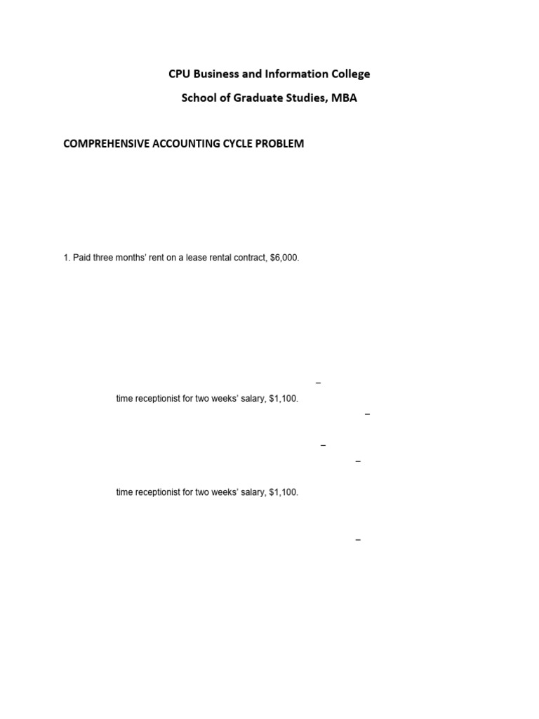 Comprehensive Accounting Cycle | PDF | Expense | Debits And Credits