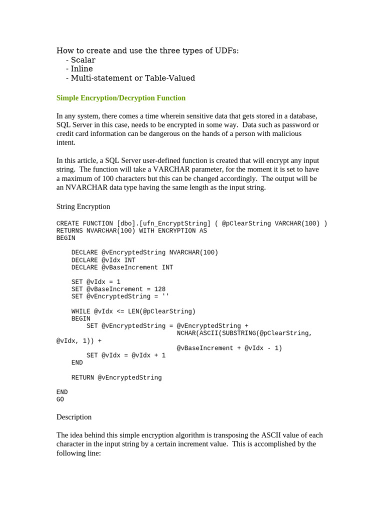 How to Create and Use the Three Types of UDFs(Finished) | PDF ...