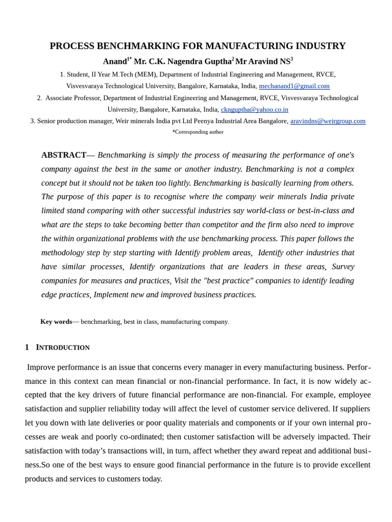 AMMMT2013 Paper Bench Marking | PDF | Benchmarking | Performance Indicator