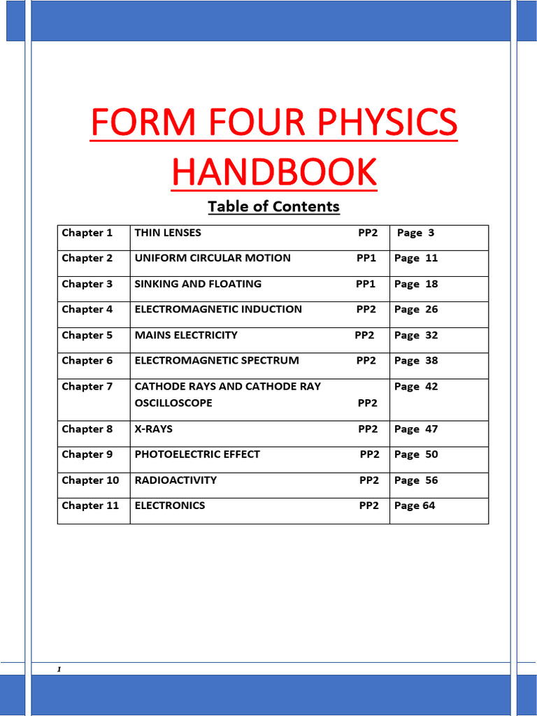 FORM FOUR PHYSICS HANDBOOK(0) | PDF | Eye | Acceleration