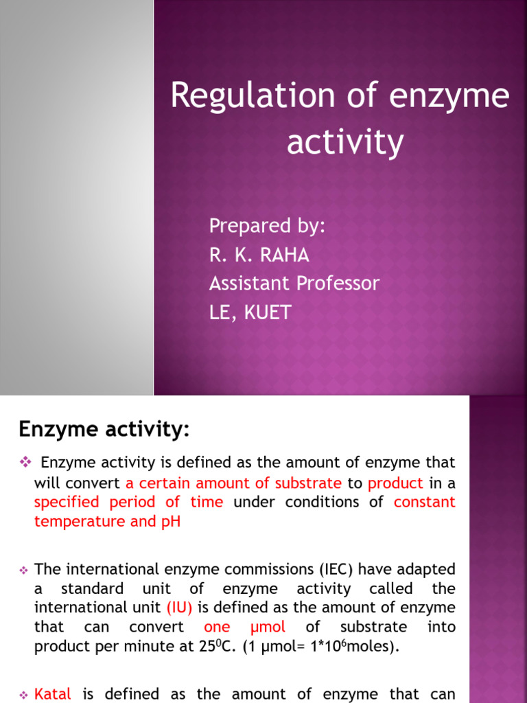 Lecture_Enzyme Activity & Assay | PDF | Enzyme Assay | Enzyme