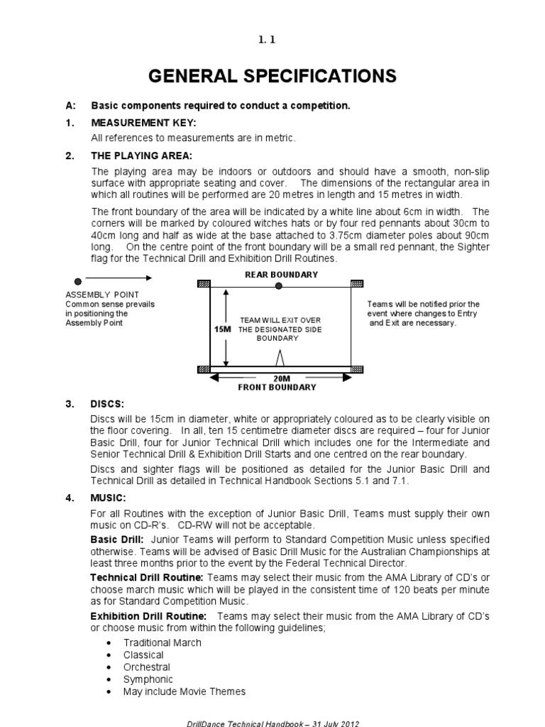 DrillDance Competition Guidelines 2012 | PDF | Compact Disc | Measurement