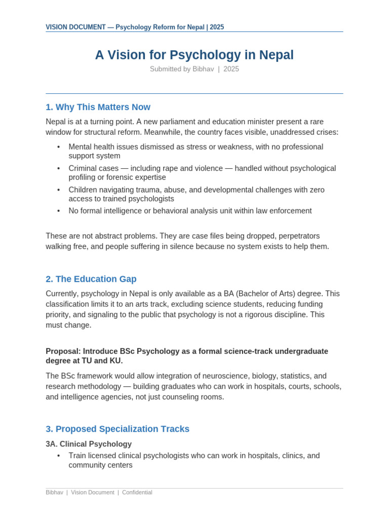 Vision Document Bibhav | PDF | Psychology | Psychologist