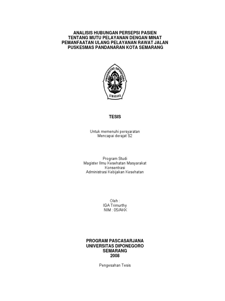 Analisis Hubungan Persepsi Pasien Dan Kepuasan Konsumen Pdf
