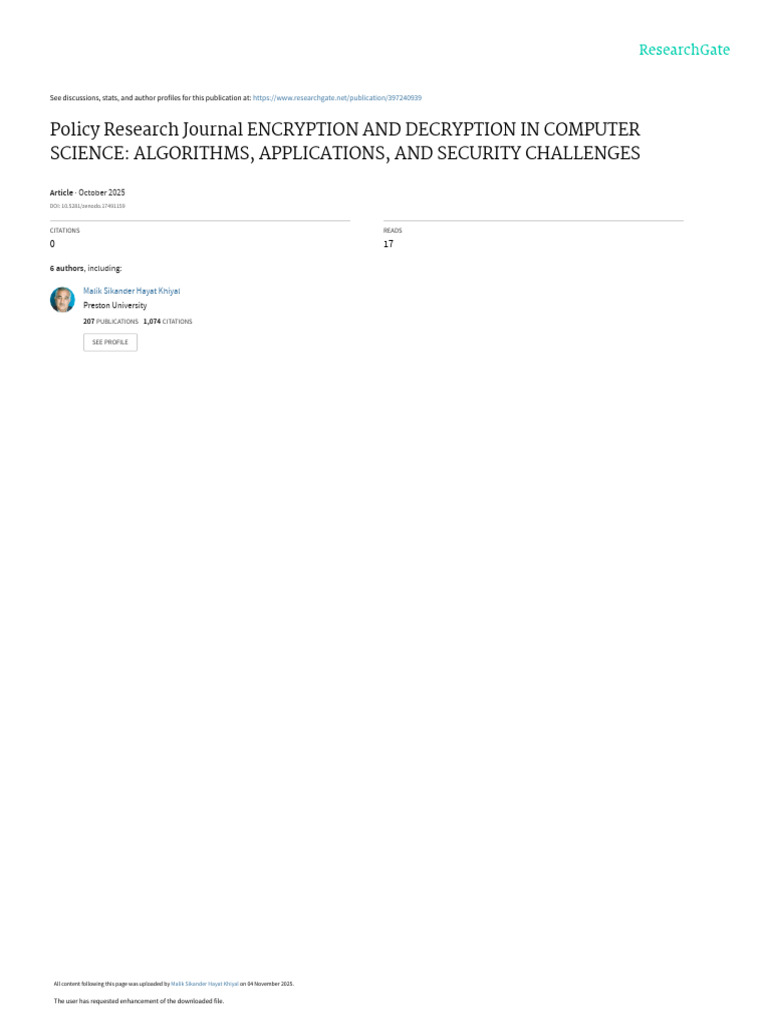 Published Research Paper | PDF | Key (Cryptography) | Encryption