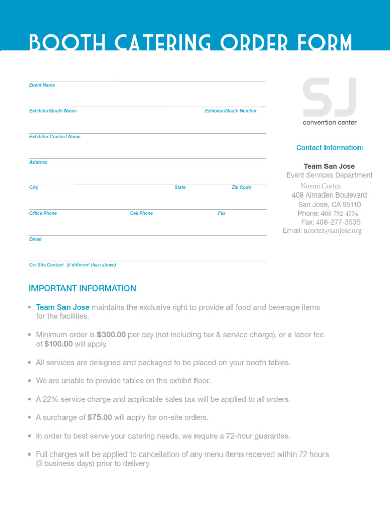 Booth Catering Order Form | PDF | Credit Card | Visa Inc.