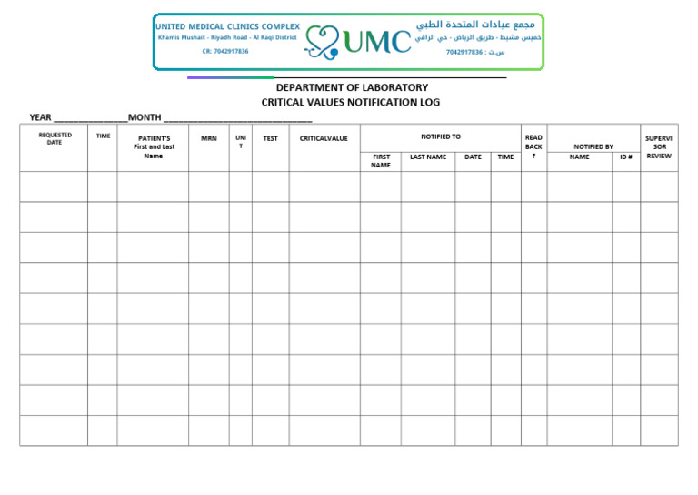 Critical Values Dept Form (LAB) Logbook.pdf | PDF