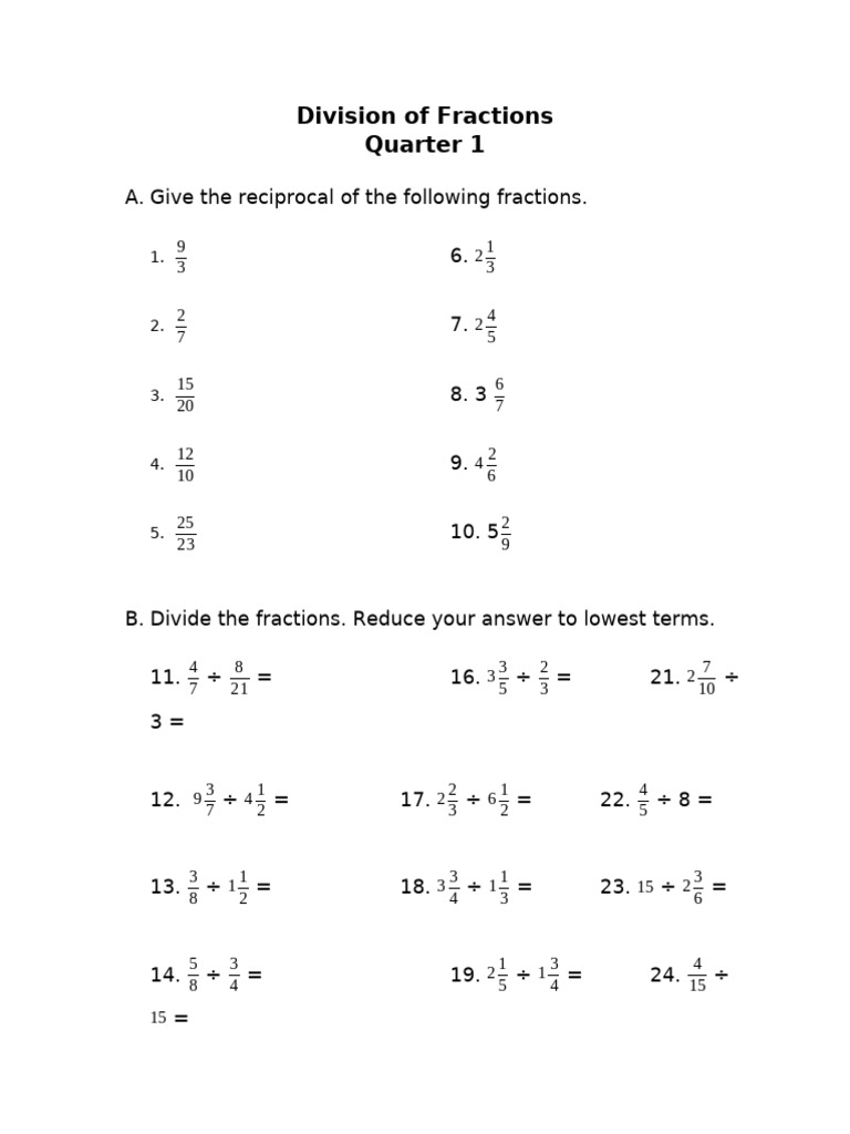 Division of Fractions | PDF