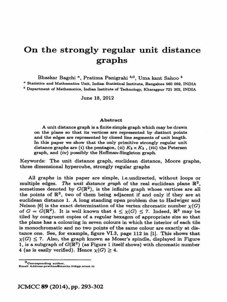 Pratima Maam Project Strongly Regular Unit Distance Graphs | PDF