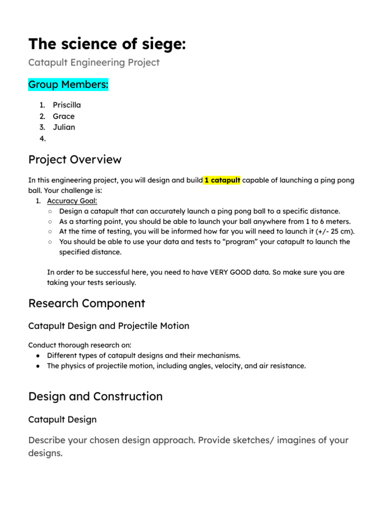 Copy of the Science of Siege_Catapults 25_26 | PDF | Projectiles