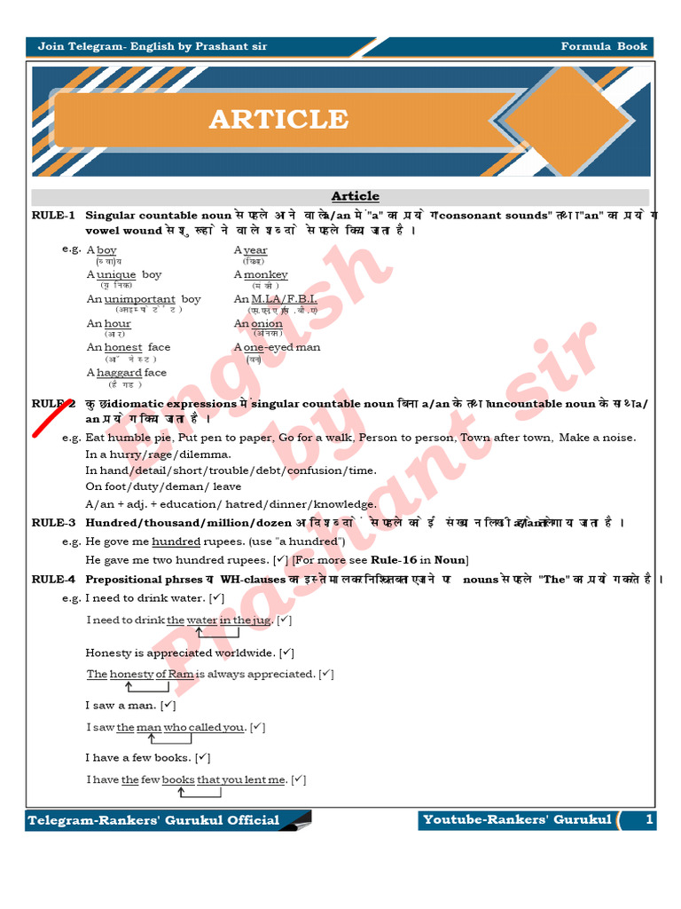 GRAMMAR Formula Book Article Formula Book PDF | PDF | Linguistic ...