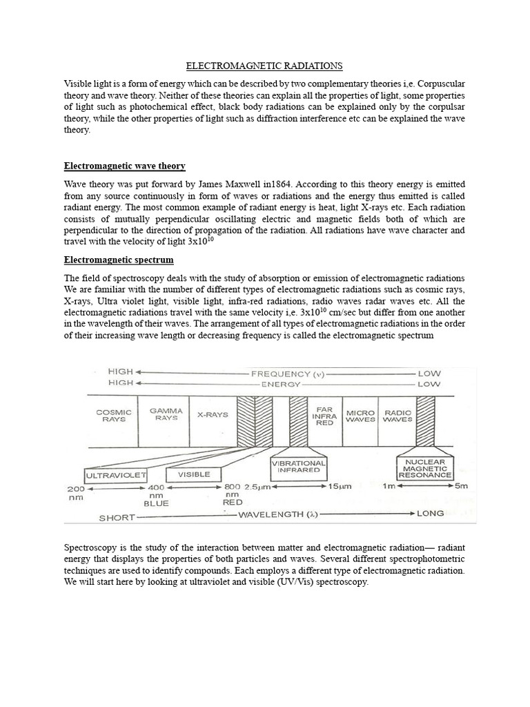 Ultraviolet -visible spectroscopy notes | PDF | Electromagnetic ...