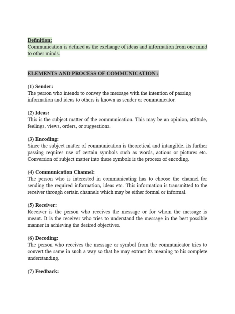 What is Communication and Basic Process of Communication.docx | PDF