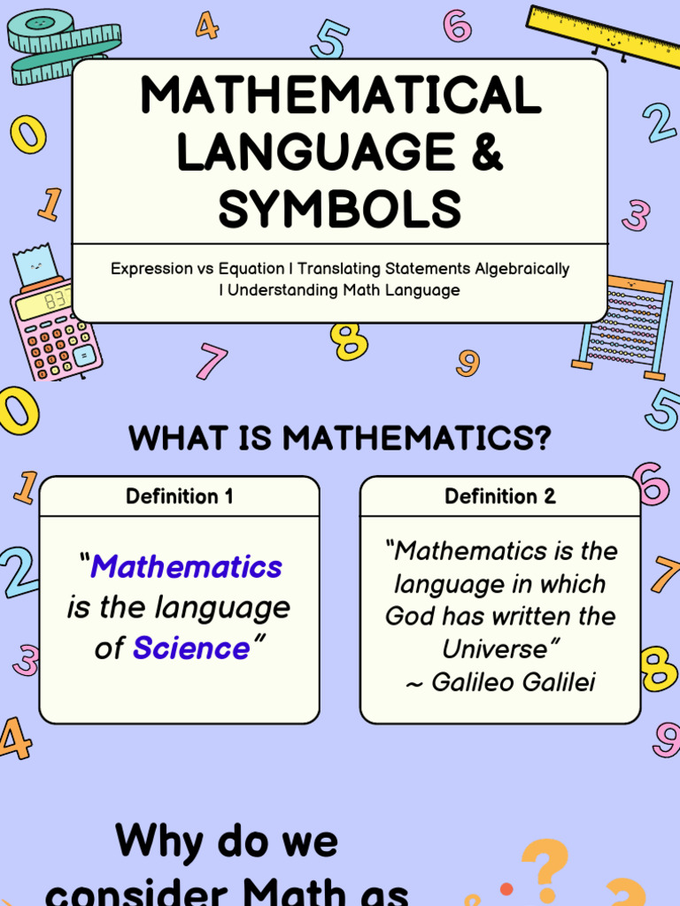 2026 - Mathematical Language & Symbols | PDF | Numbers | Mathematics