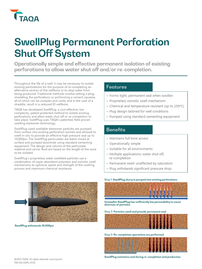 SwellPlug PE | PDF | Water | Applied And Interdisciplinary Physics