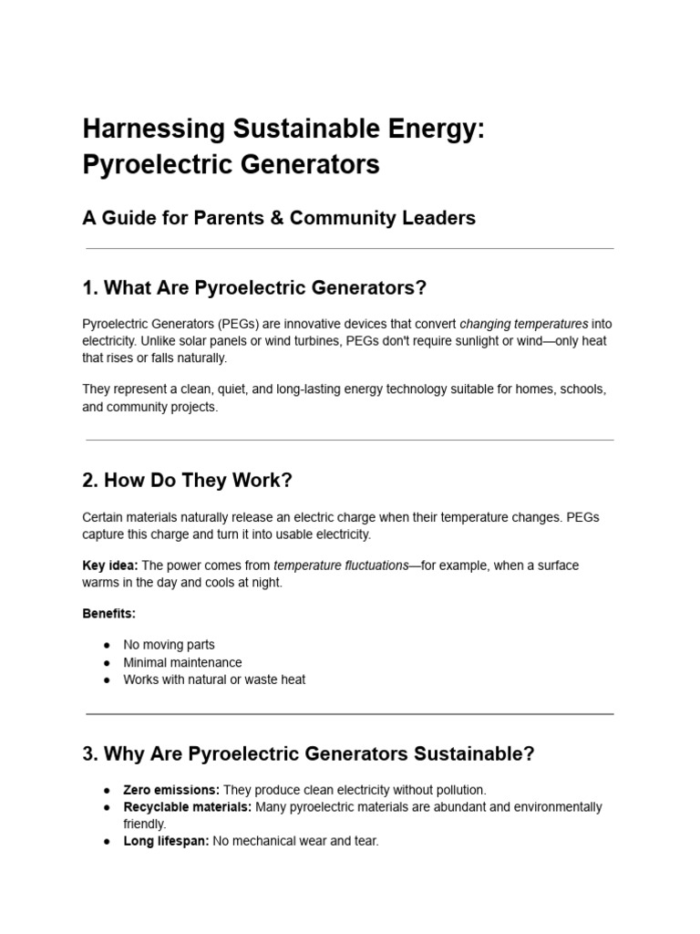 Harnessing Sustainable Energy_ Pyroelectric Generators | PDF ...