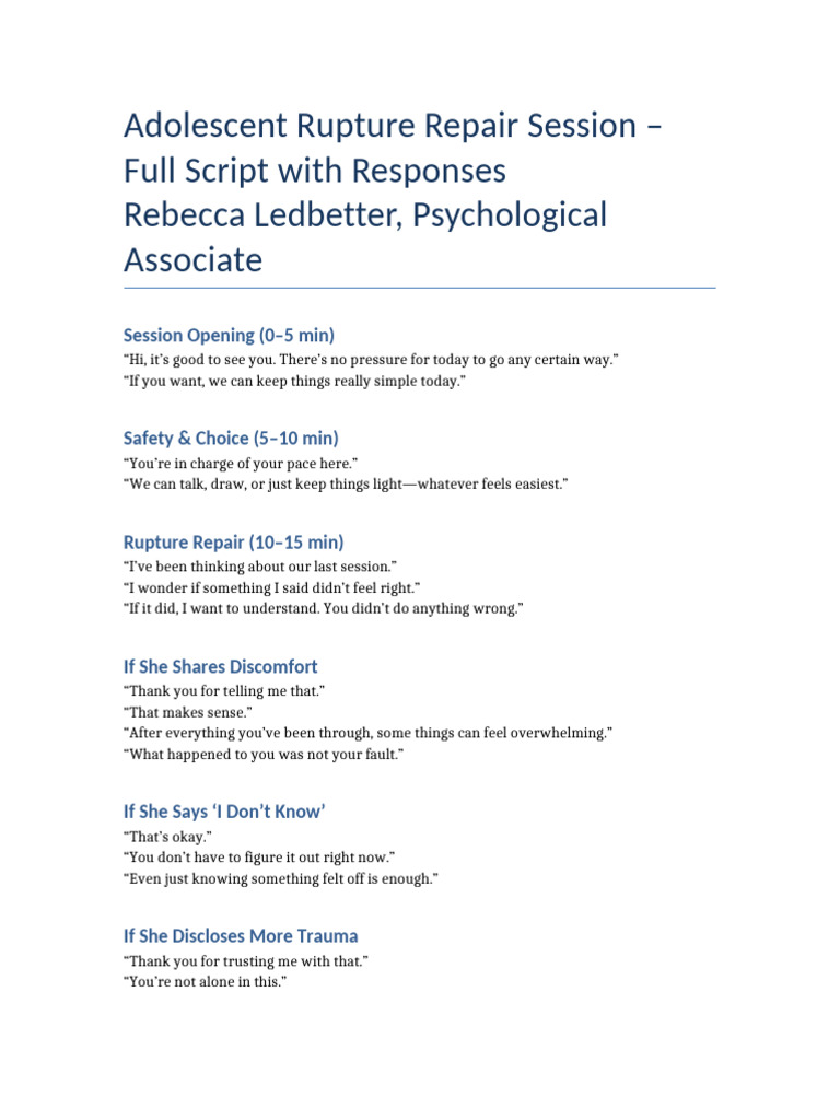 Adolescent Rupture Repair Full Script | PDF