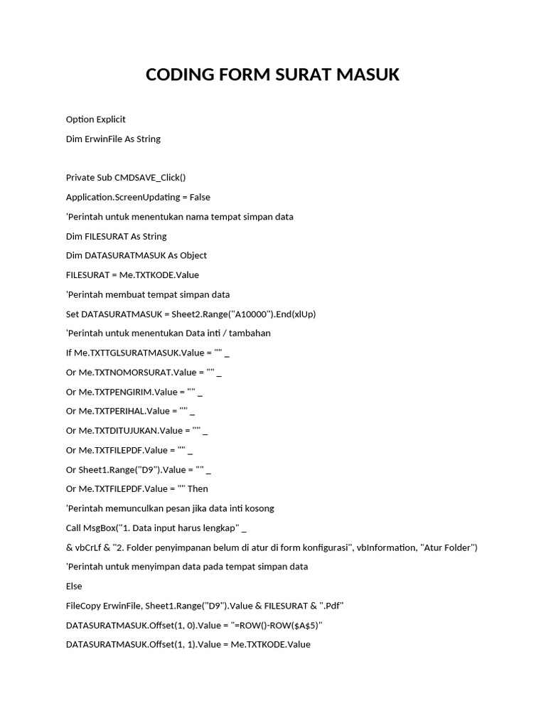 Coding Form Surat Masuk | PDF | Computer Programming | Software Engineering