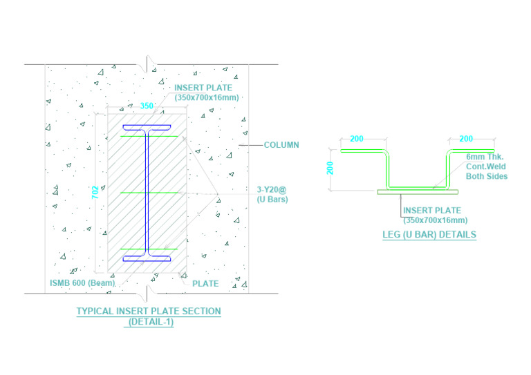 RCC Columns - Mezzanine Floor Beams - Insert Plates Details | PDF