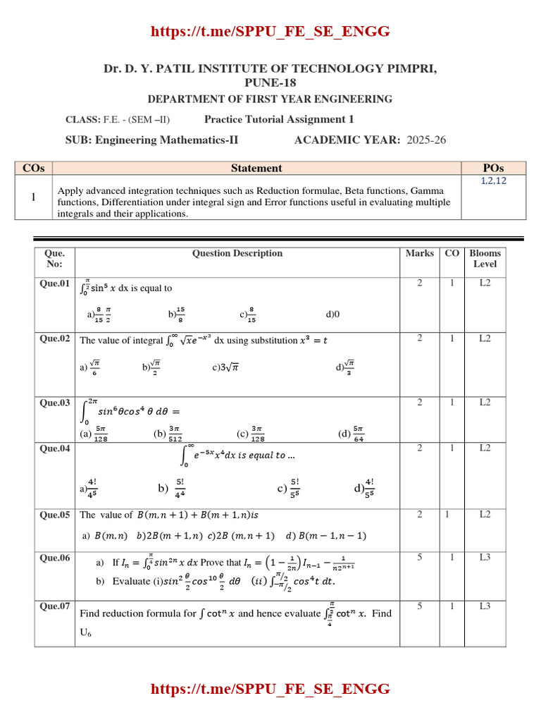 MII Unit 1 Practice Tutorial | PDF | Complex Analysis | Calculus