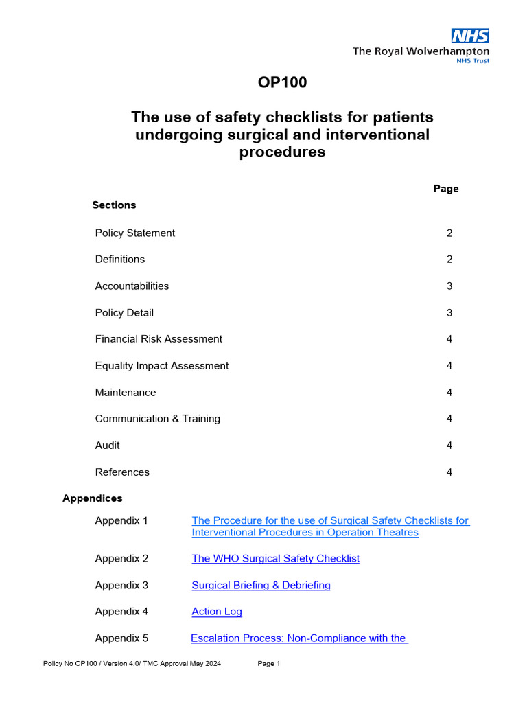 Surgical Safety Checklist Dental | PDF | Operating Theater | Surgery