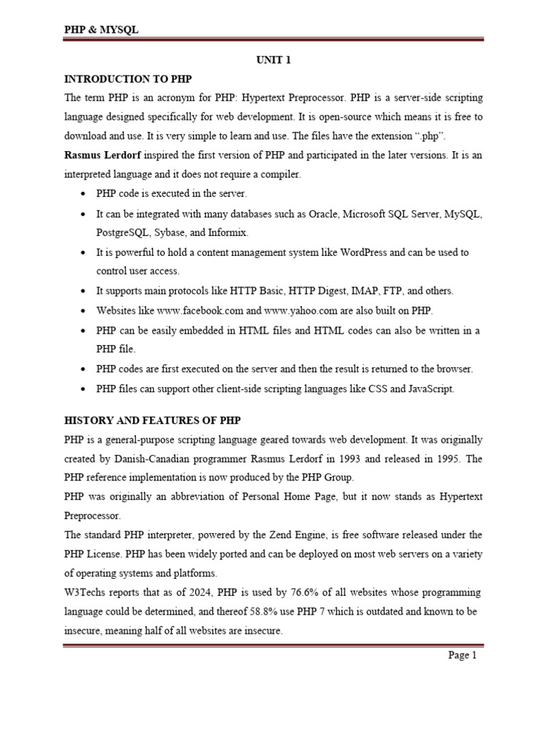 UNIT 1 PHP_ | PDF | Php | Html