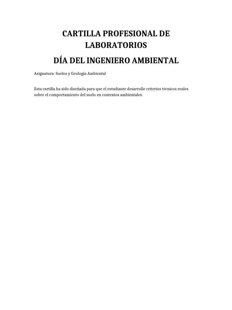 Cartilla PRO Ing Ambiental | PDF | Suelo | Laboratorios