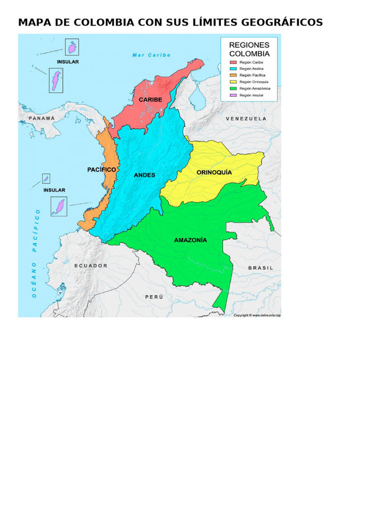 Mapa de Colombia Con Sus Límites Geográficos | PDF