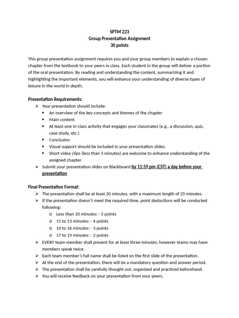 Group Presentation Assignment | PDF | Human Communication | Communication