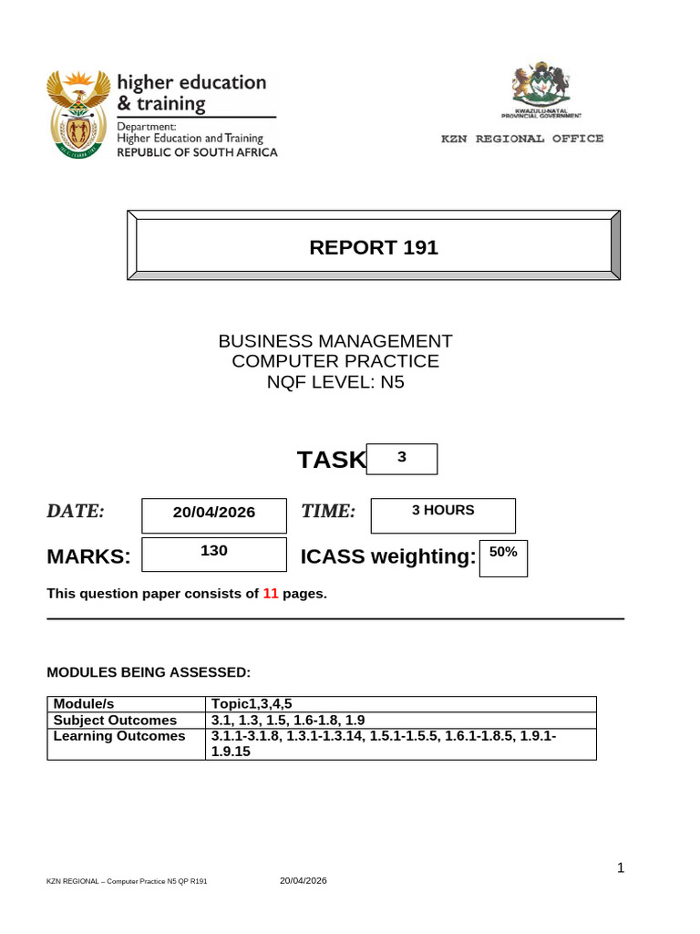 Task3-Computer Practice n5 QP 2026 | PDF | Computer File | Spreadsheet