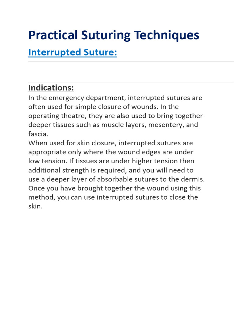 Suturing Techniques | PDF | Surgical Suture | Wound