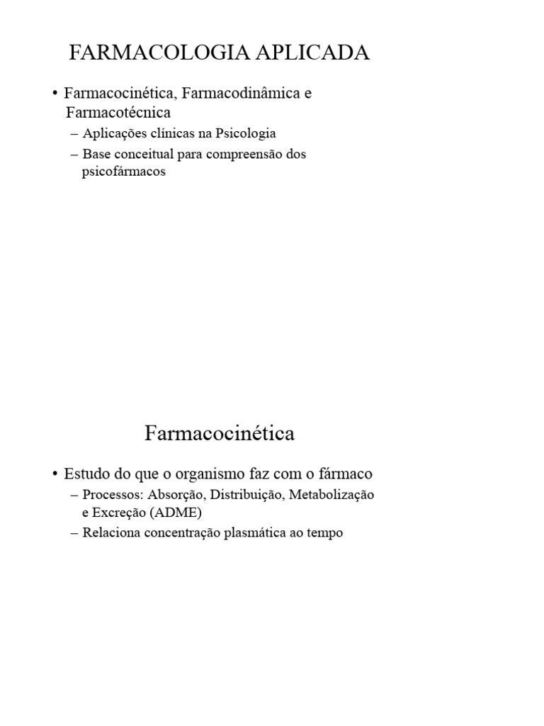 Aula_25_Slides_Farmacologia_Com_Bula | PDF | Farmacocinética | Metabolismo