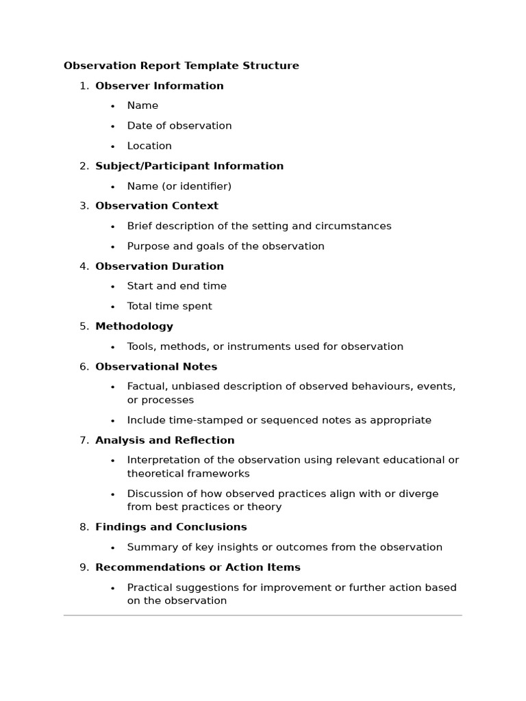 Observation Template TP | PDF