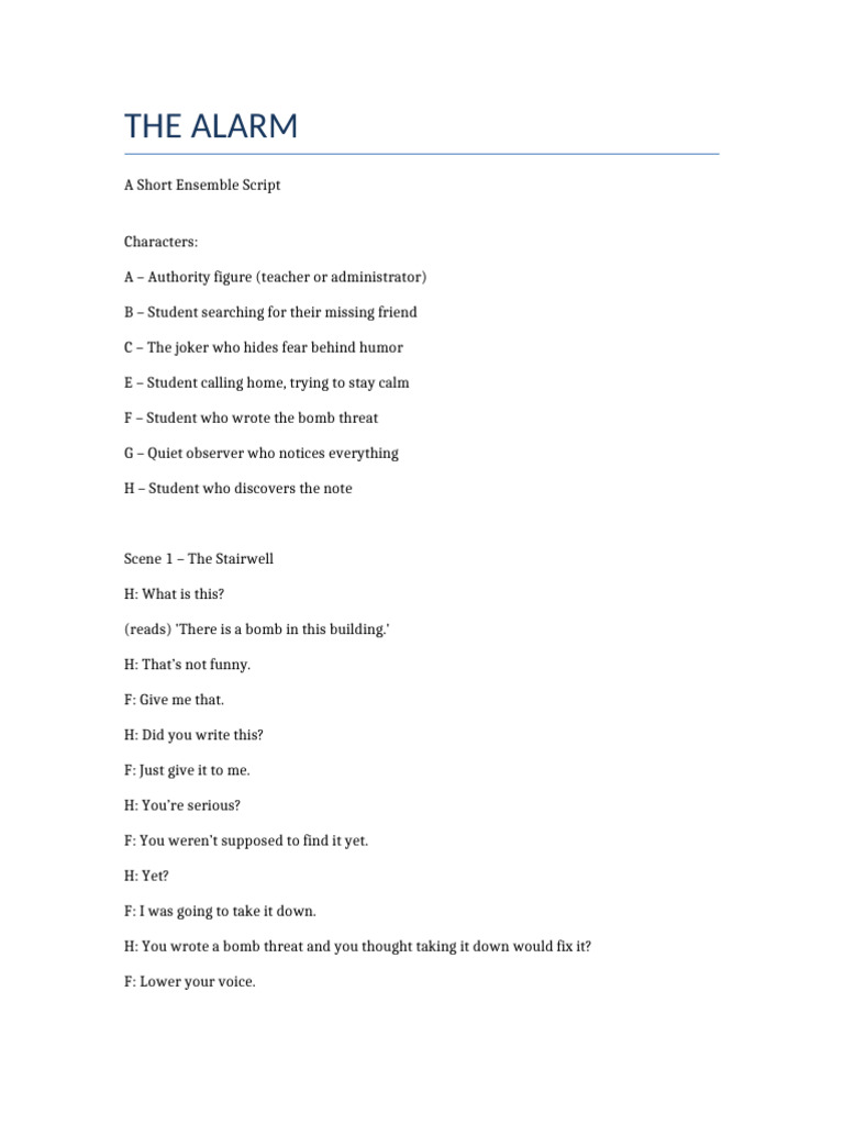 The Alarm Script | PDF