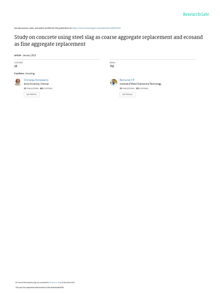 Study on Concrete Using Steel Slag as Coarse Aggregate Replacement and ...