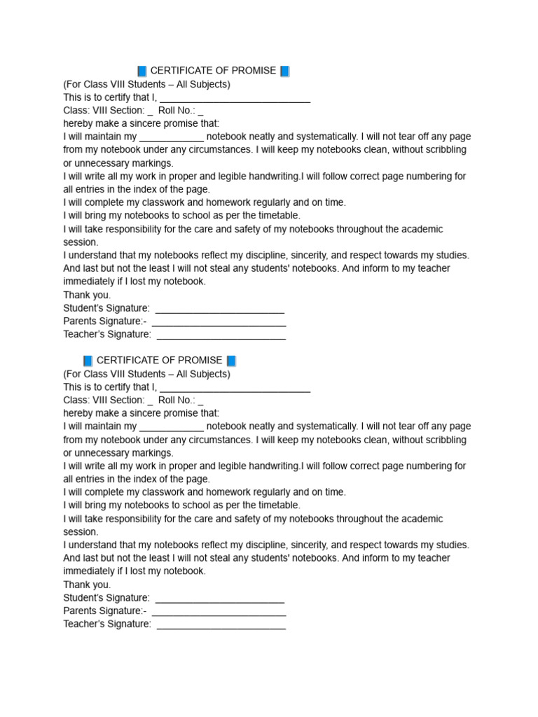 ? Certificate of Promise ? | PDF