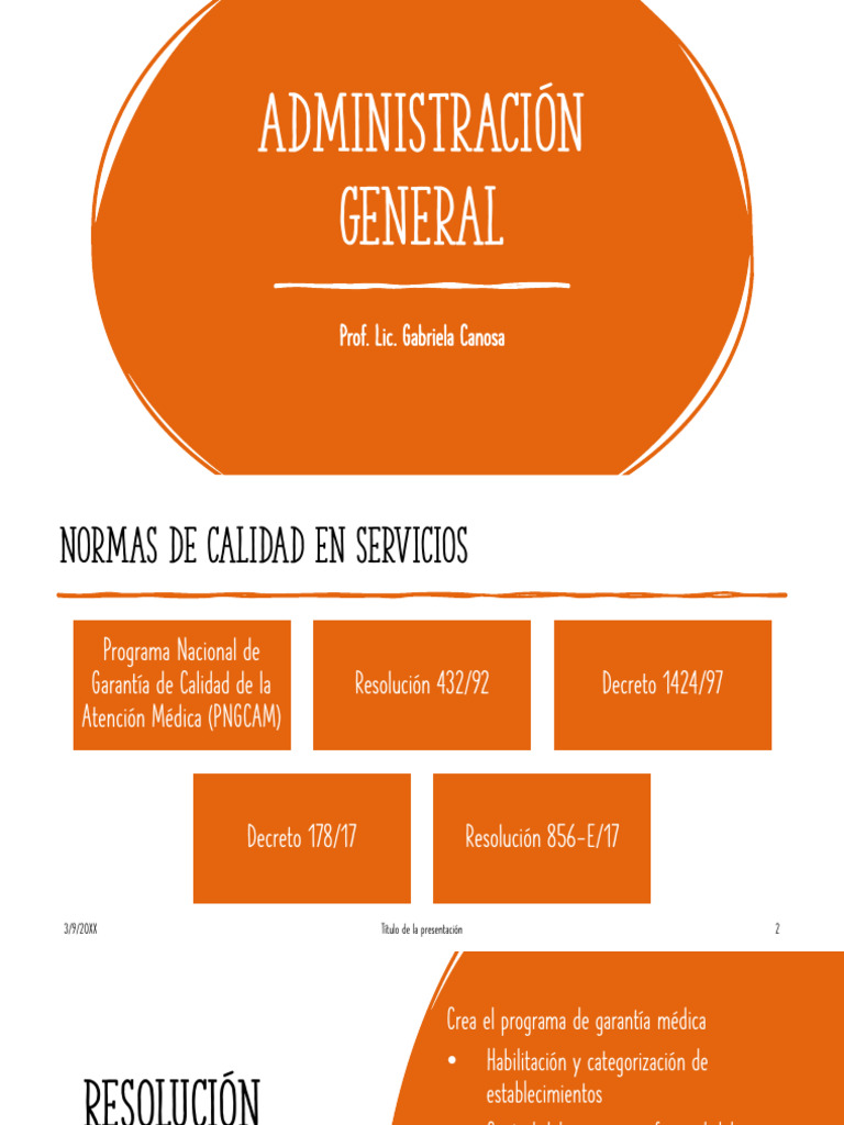 Clase N° 3 - Normas de calidad e impacto en salud | PDF | Cuidado de la ...