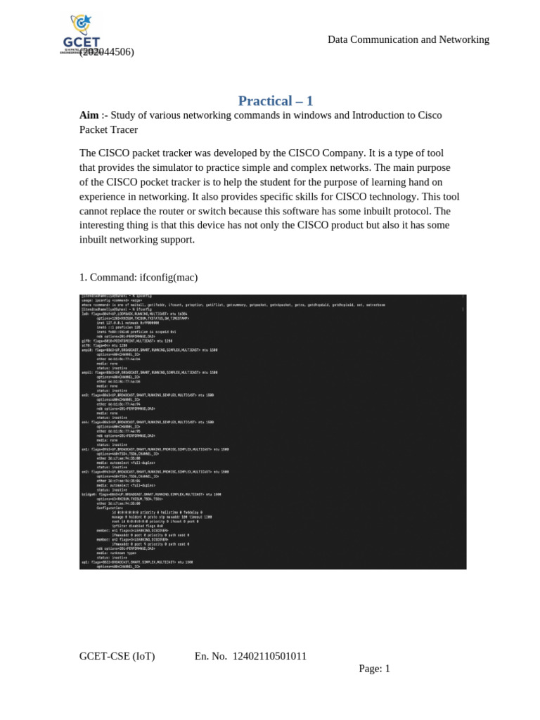 Copy of DCN Practical 1 | PDF | Computer Network | Internet Of Things